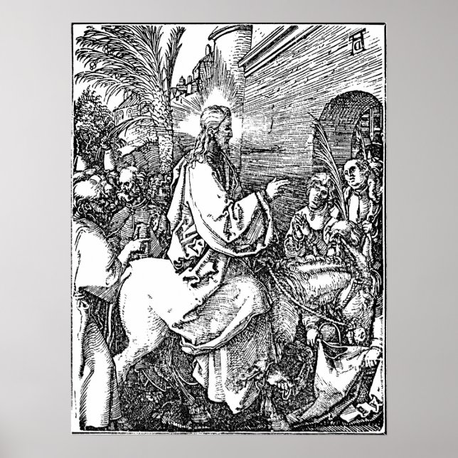 Jesus on the Donkey Palm Sunday Etching Poster (Front)