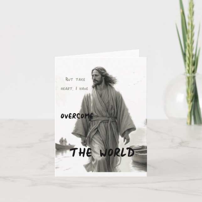 Jesus Overcomes Greeting Card  (Blank Inside) (Front)