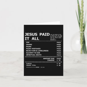 Jesus Paid It All Christian Cross God Faith Bible Card