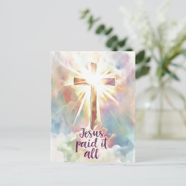 Jesus Paid It All Christian Hymn Easter  Postcard (Standing Front)