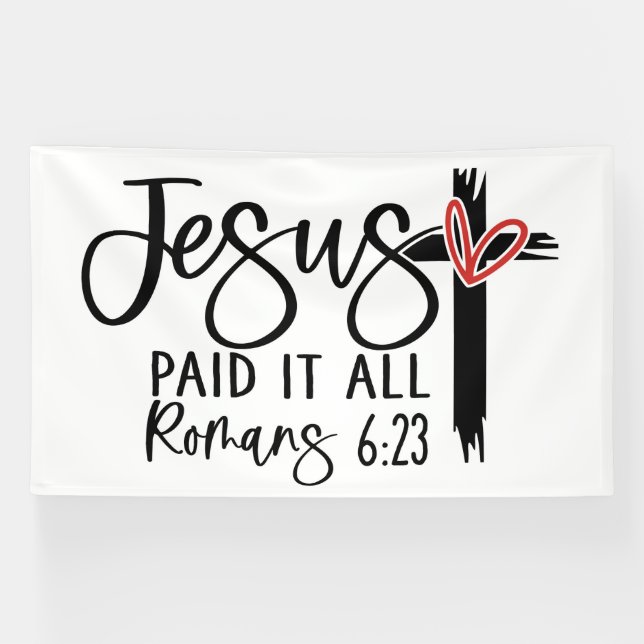 Jesus Paid It All Romans 6:23 Scripture Design Banner (Horizontal)