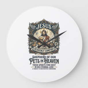 Jesus Pet Memorial Remembrance Shirt Christian Gra Large Clock