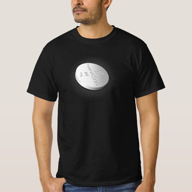 Jesus Pill Tablet Christian Religious Cross Heals T-Shirt (Front)
