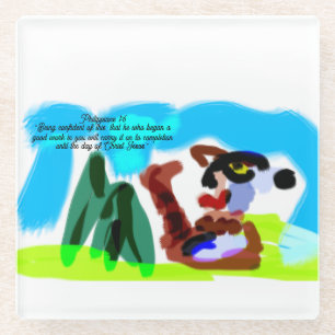 jesus plan glass coaster
