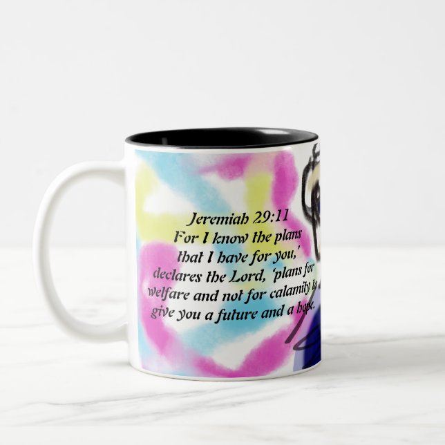 jesus plan  Two-Tone coffee mug (Left)