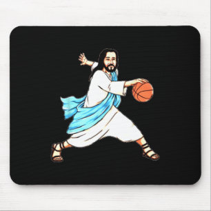 Jesus Play Basketball Fun Christmas Mouse Pad