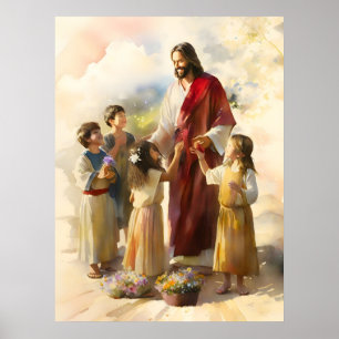 Jesus Play With Children Poster