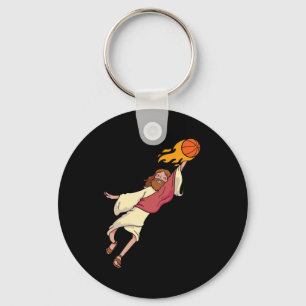 Jesus Playing Bysketbyll Key Ring