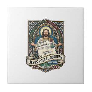 Jesus Postal Address Heaven Jesus Postal Address H Ceramic Tile
