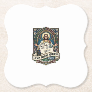 Jesus Postal Address Heaven Jesus Postal Address H Paper Coaster