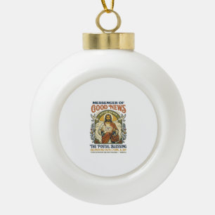 Jesus Postal Worker Delivery Shirt Faith Based Des Ceramic Ball Christmas Ornament