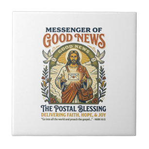 Jesus Postal Worker Delivery Shirt Faith Based Des Ceramic Tile