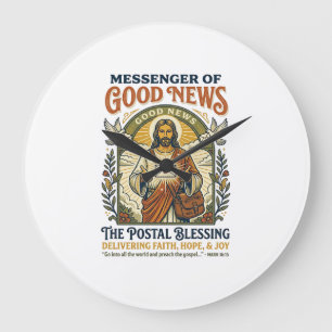 Jesus Postal Worker Delivery Shirt Faith Based Des Large Clock