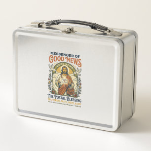Jesus Postal Worker Delivery Shirt Faith Based Des Metal Lunch Box