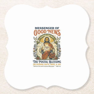 Jesus Postal Worker Delivery Shirt Faith Based Des Paper Coaster