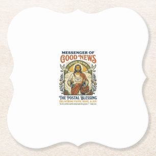Jesus Postal Worker Delivery Shirt Faith Based Des Paper Coaster