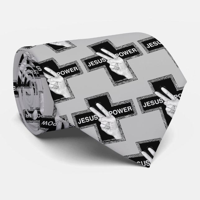 Jesus Power christian  cross tie (Rolled)