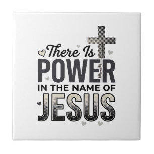 Jesus Power Religious Vintage Typography Shirt Ceramic Tile