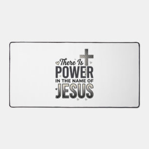 Jesus Power Religious Vintage Typography Shirt Desk Mat