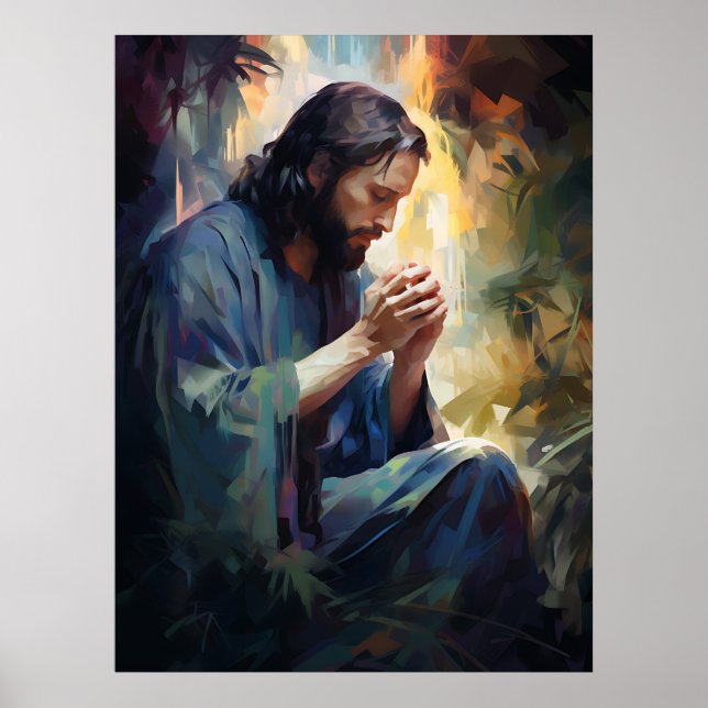 Jesus Praying Art Poster (Front)