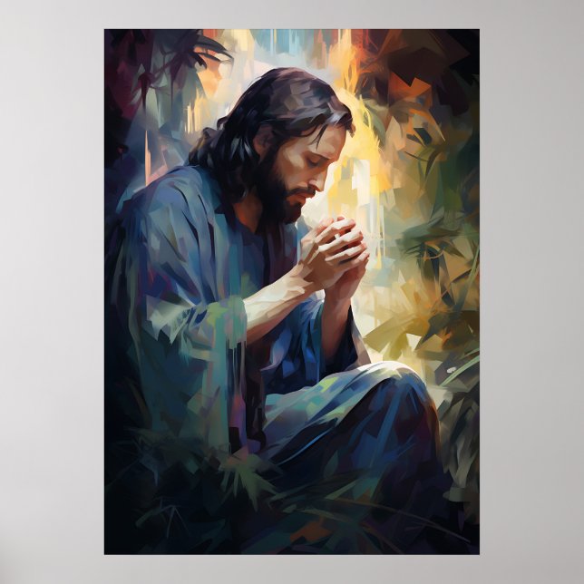 Jesus Praying Art Poster (Front)