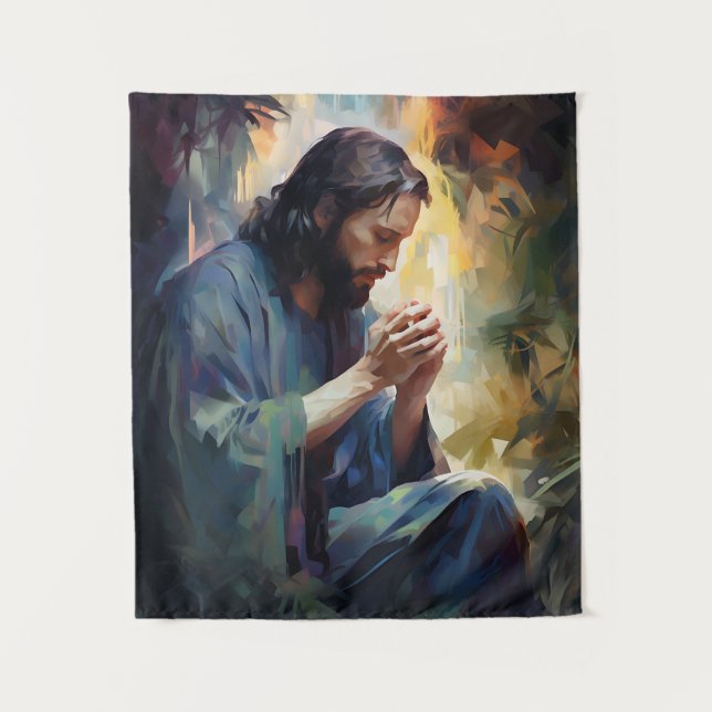 Jesus Praying Art Tapestry (Front)
