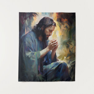 Jesus Praying Art Tapestry