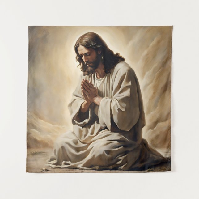 Jesus Praying Art Tapestry (Front)