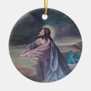 Jesus Praying at Gethsemane Ceramic Ornament