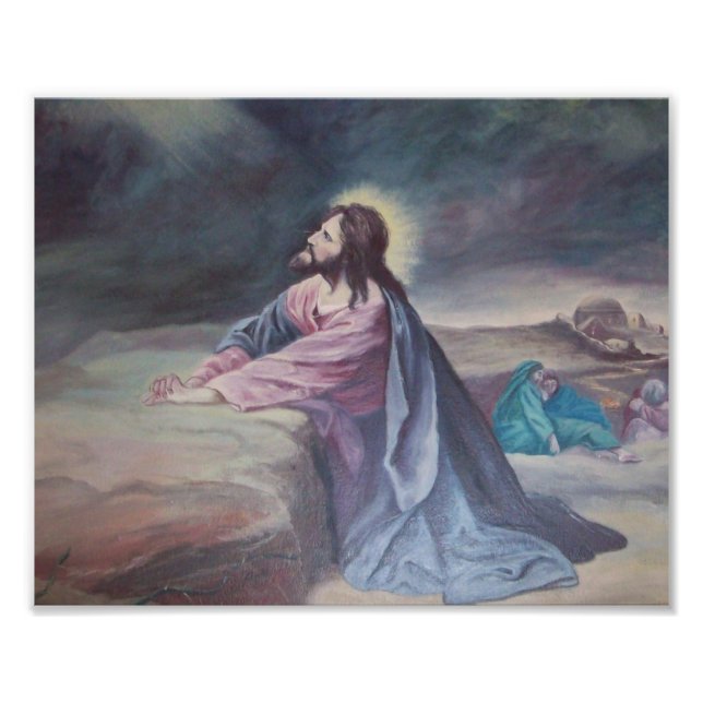 Jesus Praying at Gethsemane Photo Print (Front)