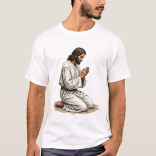 Jesus Praying Hands Vintage Engraving Faith Tee (4