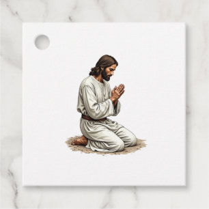Jesus Praying Hands Vintage Engraving Faith Tee (4 Favour Tags