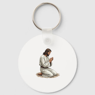 Jesus Praying Hands Vintage Engraving Faith Tee (4 Key Ring