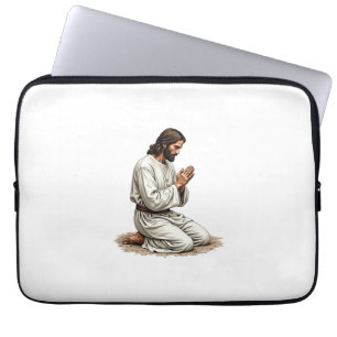 Jesus Praying Hands Vintage Engraving Faith Tee (4 Laptop Sleeve