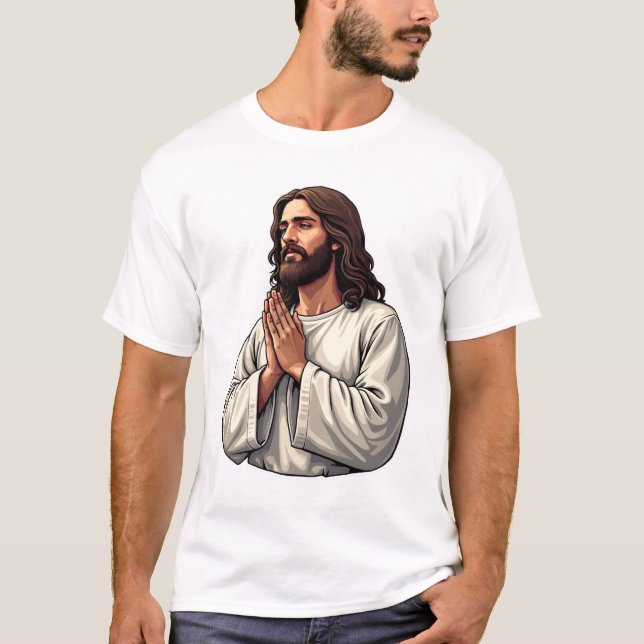 Jesus Praying Hands Vintage Engraving Tee 2 (Front)