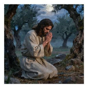 Jesus Praying Poster