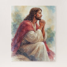 Jesus Praying Watercolor Art | Christian Faith
