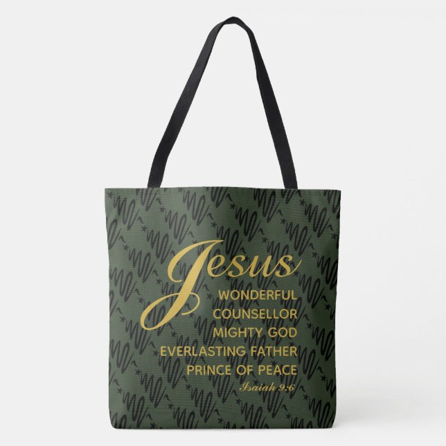 JESUS PRINCE OF PEACE Isaiah Scripture large Tote Bag (Front)