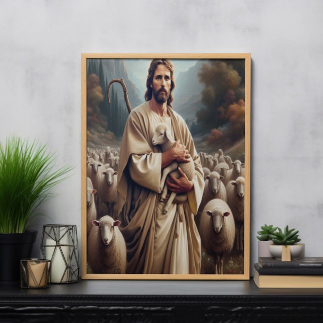 Jesus Protecting His Beloved Sheep Poster (Creator Uploaded)