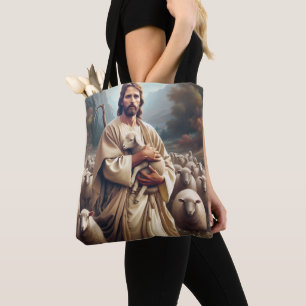 Jesus Protecting His Beloved Sheep Tote Bag