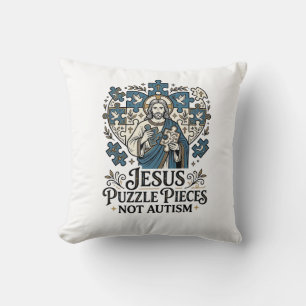 Jesus Puzzle Pieces Not Autism Jesus Puzzle Pieces Cushion