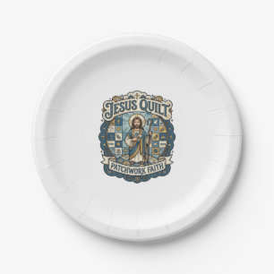 Jesus Quilt Patchwork Faith Jesus Quilt Patchwork  Paper Plate