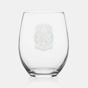 Jesus Quilt Patchwork Faith Jesus Quilt Patchwork Stemless Wine Glass
