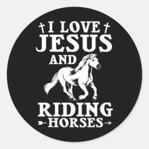 Jesus Quote Horseck Riding Equestrian Design Chris Classic Round Sticker