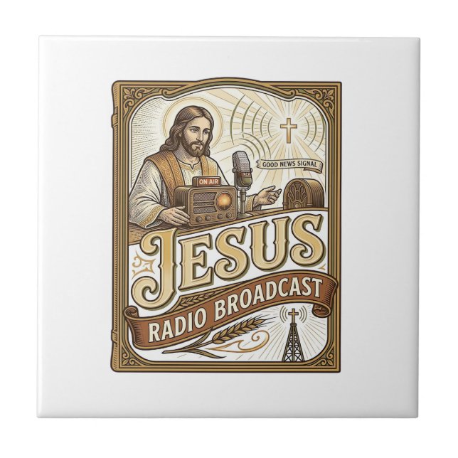 Jesus Radio Broadcast Jesus Radio Broadcast Christ Ceramic Tile (Front)