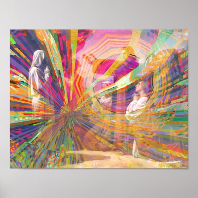 Jesus Raises Lazarus Neon Pastel Pinwheel Poster (Front)