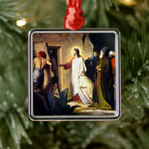 Jesus Raising Lazarus from the Dead Metal Ornament