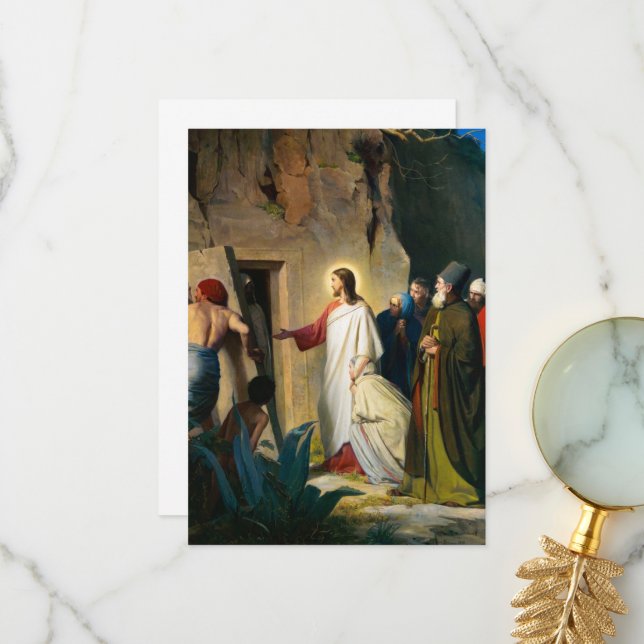 Jesus Raising of Lazarus by Carl Bloch Thank You Card (Front/Back In Situ)