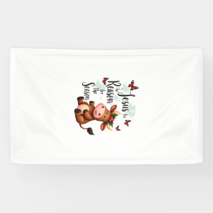 Jesus Reason for The Season Cow Christmas Christia Banner