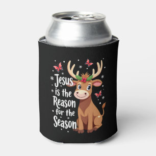 Jesus Reason for The Season Cow Christmas Christia Can Cooler